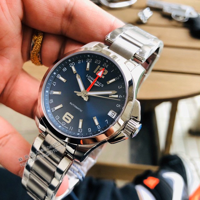 浪琴複刻男士手錶 LONGINES康卡斯系列優雅腕表運動GMT腕表  gjs2181
